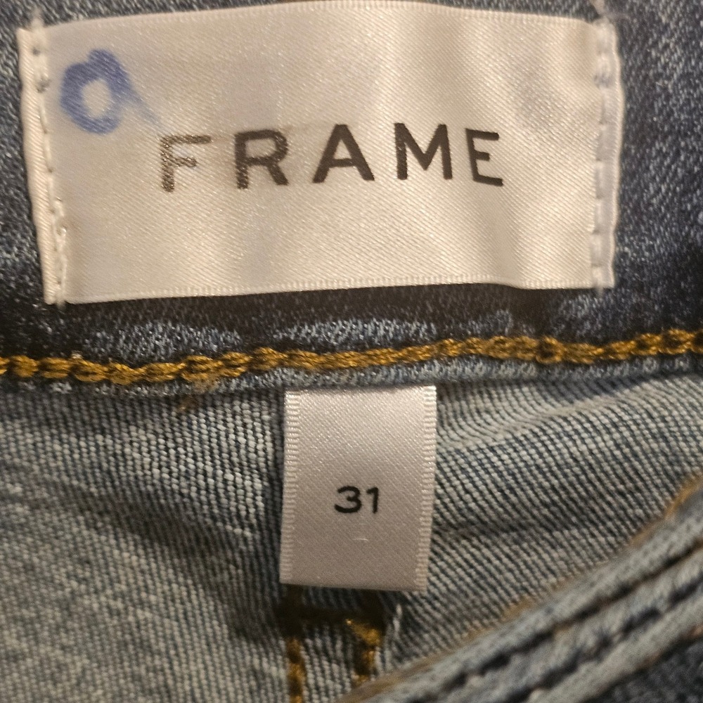 FRAME Le Crop Mini Boot Jeans Disarm‎ Blue High Rise Cropped Flare Size 31 - Picture 4 of 9